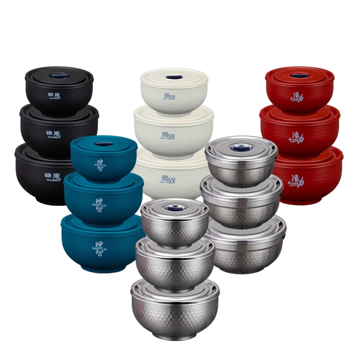 304 Stainless Steel Double-Wall Color Bowl with Lid