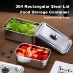 304 Stainless Steel Rectangular Food Container with Steel Lid view 2
