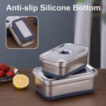 304 Stainless Steel Rectangular Food Container with Steel Lid view 3