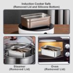 304 Stainless Steel Rectangular Food Container with Steel Lid view 4