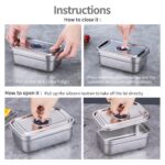 304 Stainless Steel Rectangular Food Container with Steel Lid view 6