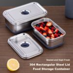 304 Stainless Steel Rectangular Food Container with Steel Lid view 9