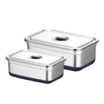 304 Stainless Steel Rectangular Food Container with Steel Lid view 1