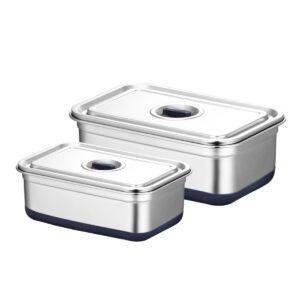 304 Stainless Steel Rectangular Food Container with Steel Lid — stainless steel product by Yorkers International