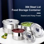 304 Stainless Steel Round Food Container with Steel Lid view 2