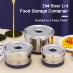 304 Stainless Steel Round Food Container with Steel Lid view 3
