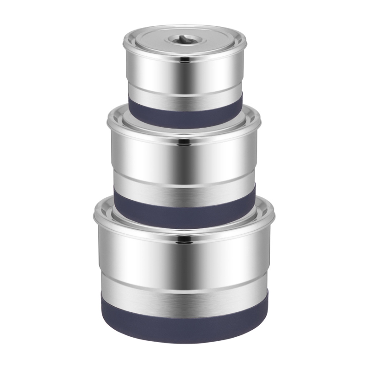 304 Stainless Steel Round Food Container with Steel Lid