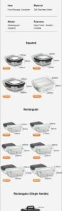 304 Food Storage Container (Double Handles, New Model)