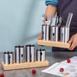 Oak and Stainless Steel Chopstick Holder view 6