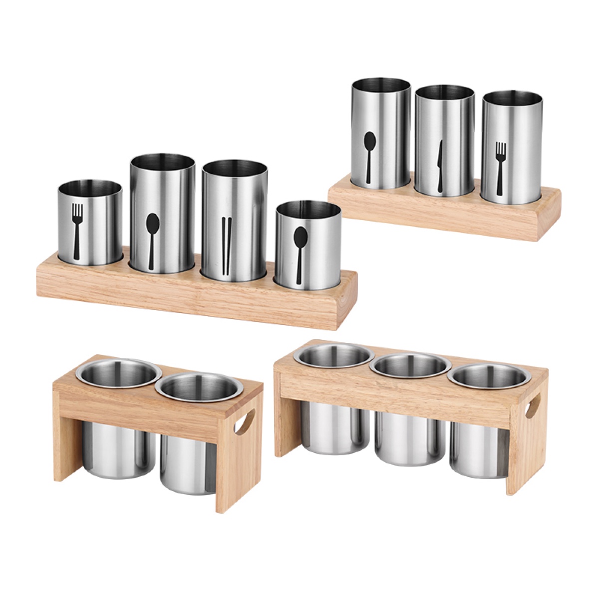 Oak and Stainless Steel Chopstick Holder