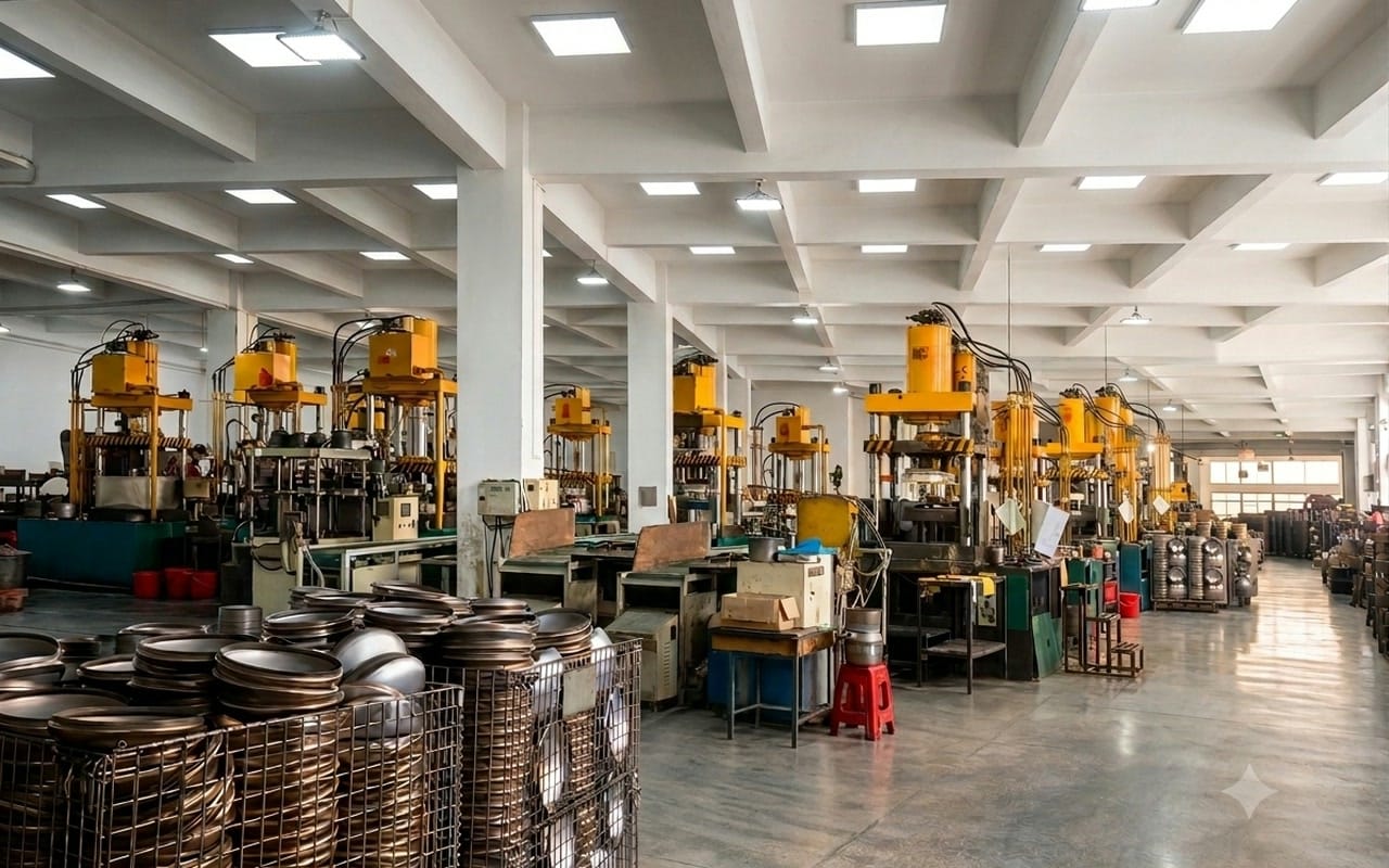 Stainless steel stamping production line at Yorkers factory in Shenzhen