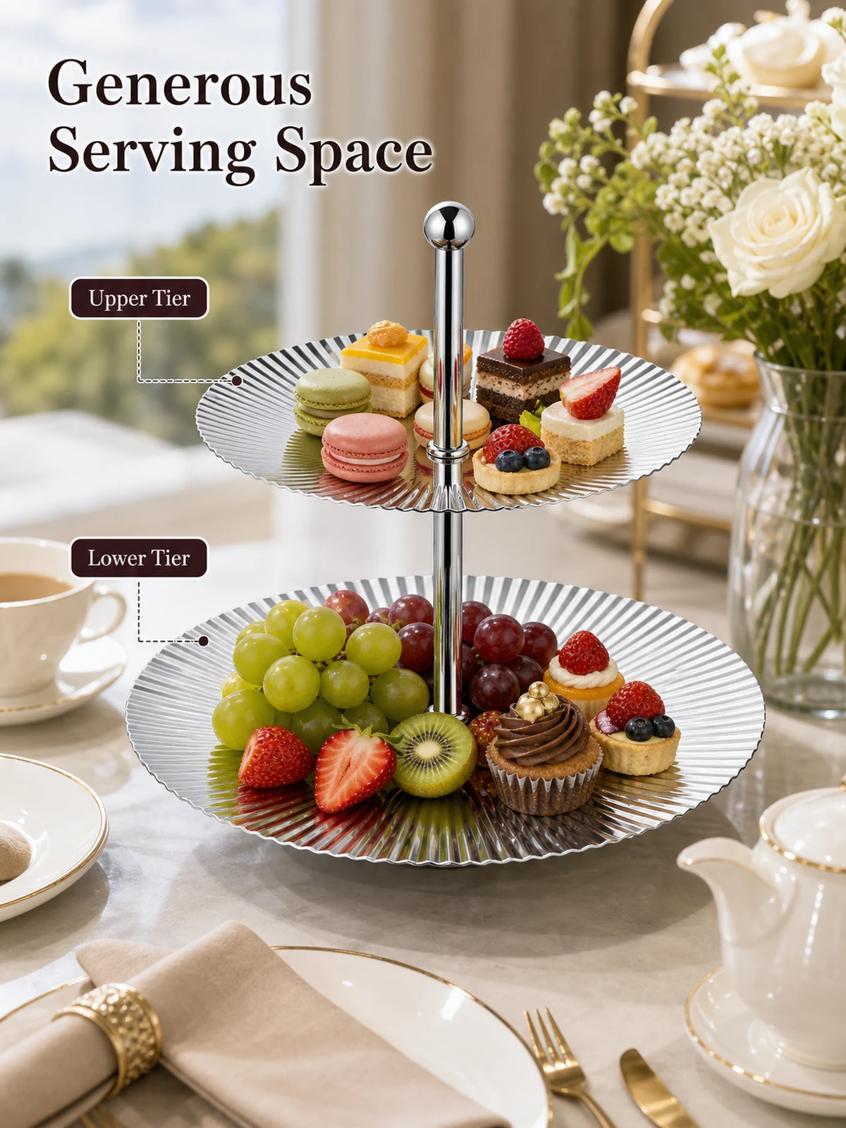 Upper and lower tier serving space