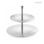 304 Double Layer Round Ribbed Fruit Dessert Stand view 1