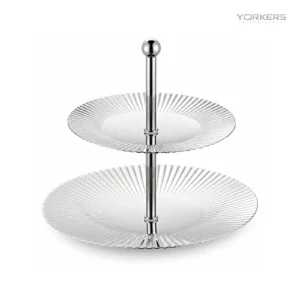 304 Double Layer Round Ribbed Fruit Dessert Stand