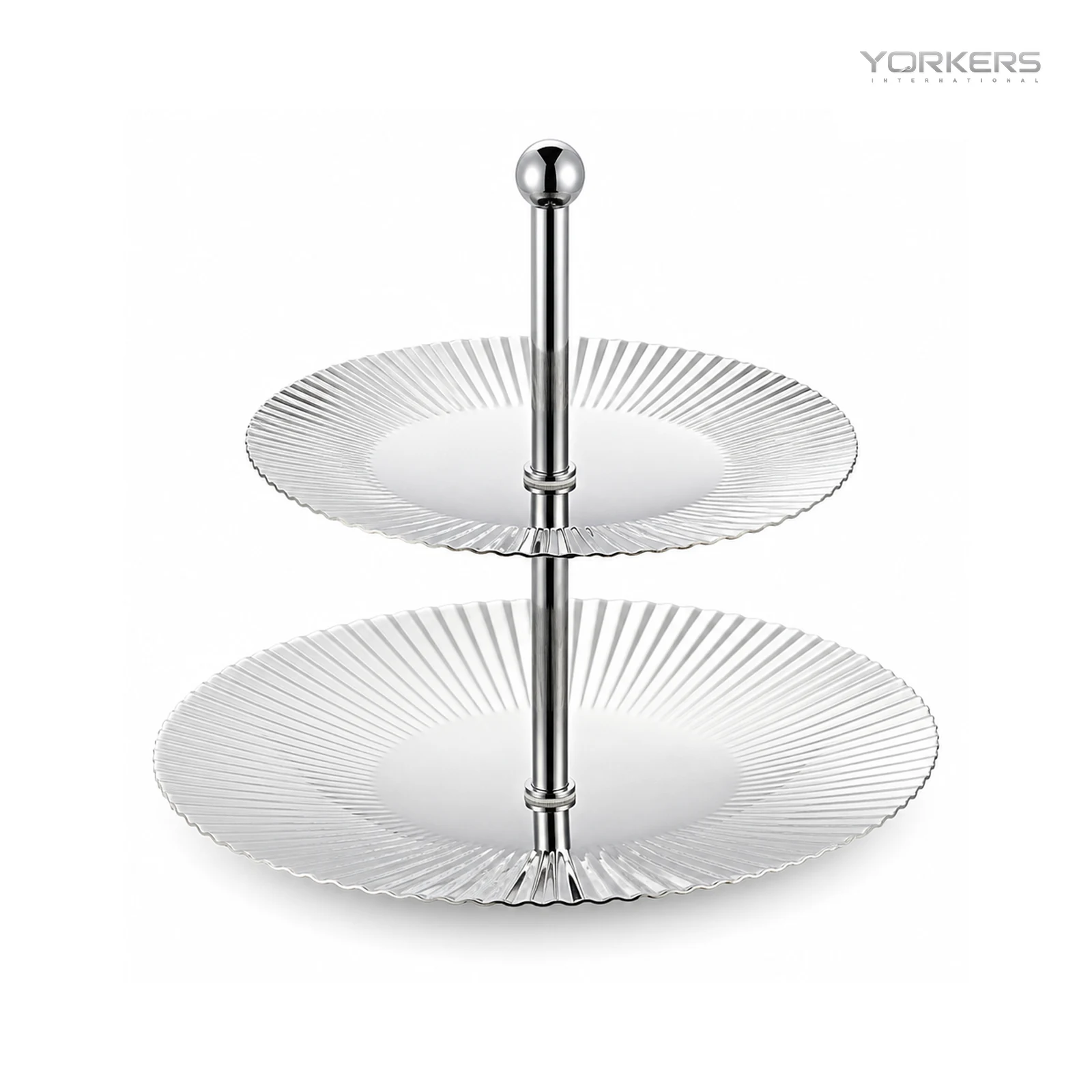 304 Double Layer Round Ribbed Fruit Dessert Stand