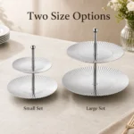 304 Double Layer Round Ribbed Fruit Dessert Stand view 4