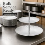 304 Double Layer Round Ribbed Fruit Dessert Stand view 7