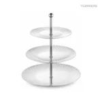 SUS304 Three-Tier Round Ribbed Dessert Plate Stand view 1
