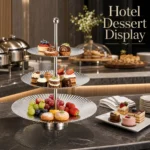 SUS304 Three-Tier Round Ribbed Dessert Plate Stand view 2