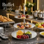 SUS304 Three-Tier Round Ribbed Dessert Plate Stand view 3