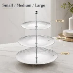SUS304 Three-Tier Round Ribbed Dessert Plate Stand view 4