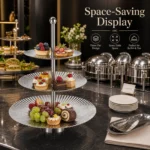 SUS304 Three-Tier Round Ribbed Dessert Plate Stand view 7