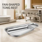 Stainless Steel Fan-Shaped Tong Rest Tray view 2