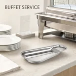 Stainless Steel Fan-Shaped Tong Rest Tray view 3