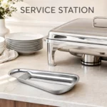 Stainless Steel Fan-Shaped Tong Rest Tray view 5
