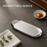 Stainless Steel Korean Oval Serving Tray view 2