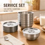 SUS 304 American-Style Steamed Egg Bowl with Lid view 7