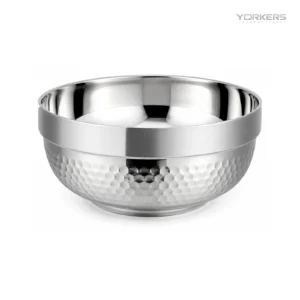 SUS 304 Double-Wall Diamond-Hammered Bowl — stainless steel product by Yorkers International