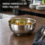 SUS 304 Double-Wall Diamond-Hammered Bowl view 2