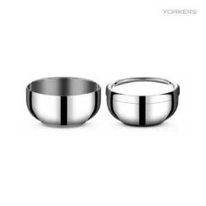 SUS 304 Double-Wall Kids Bowl with Stainless Lid — stainless steel product by Yorkers International