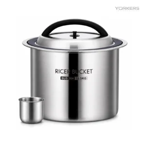 SUS 304 Glass-Lid Sealed Rice Storage Bucket — stainless steel product by Yorkers International