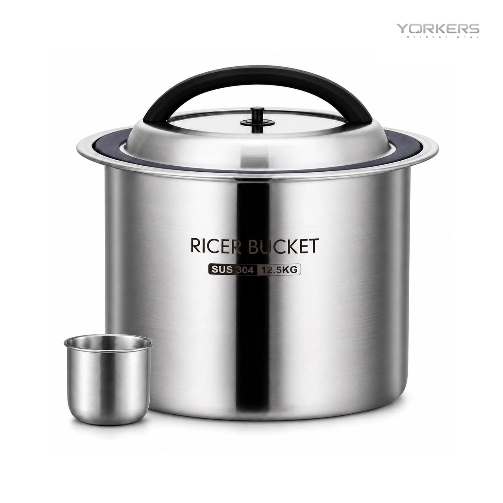 SUS 304 Glass-Lid Sealed Rice Storage Bucket