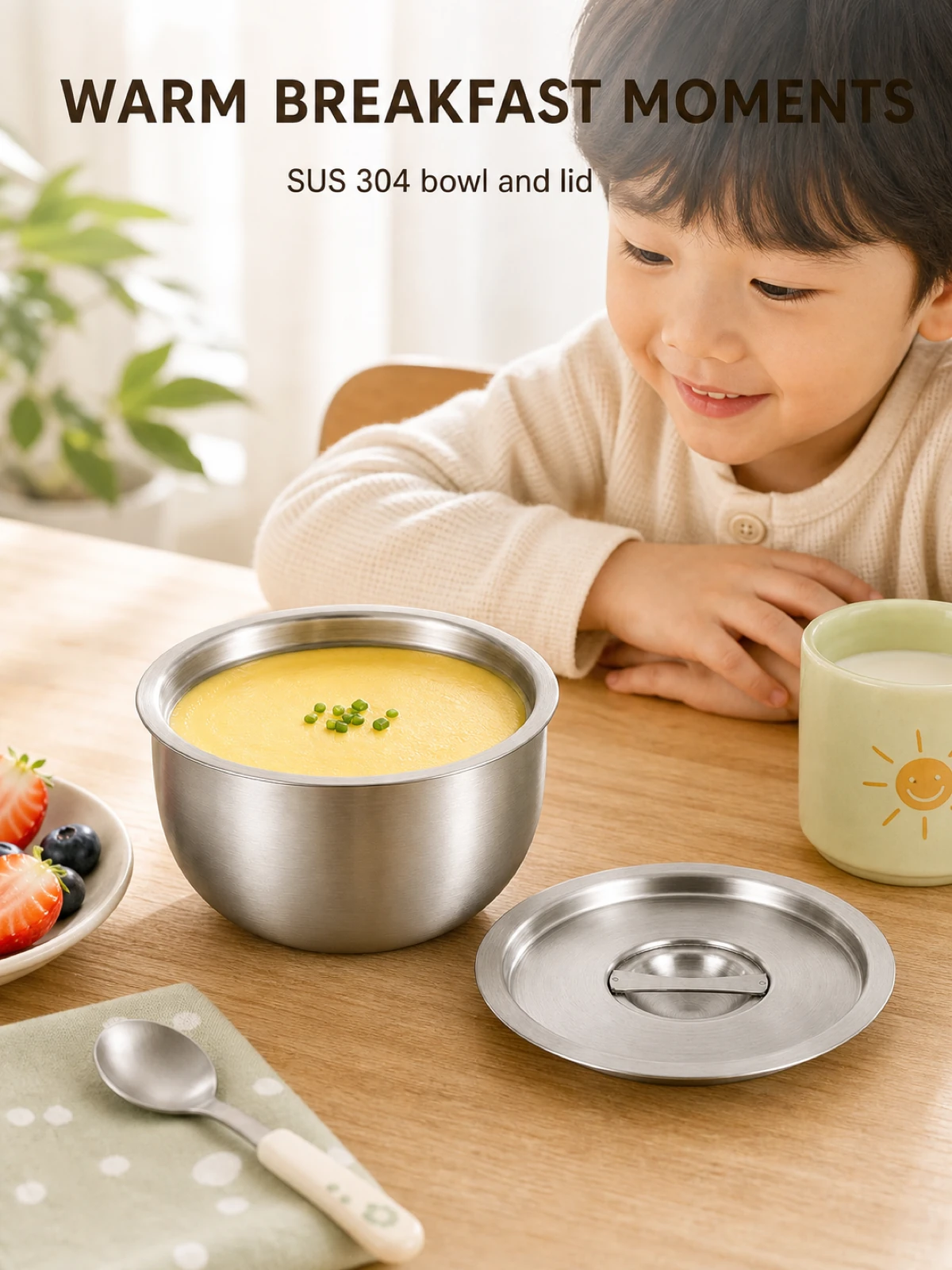 SUS 304 Korean-style steamed egg bowl detail 1