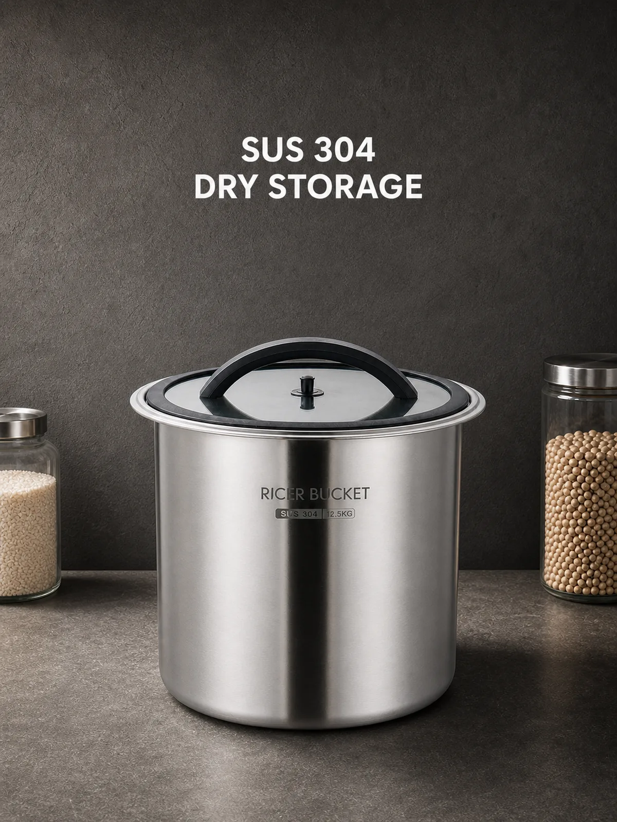 SUS 304 press-seal rice bucket