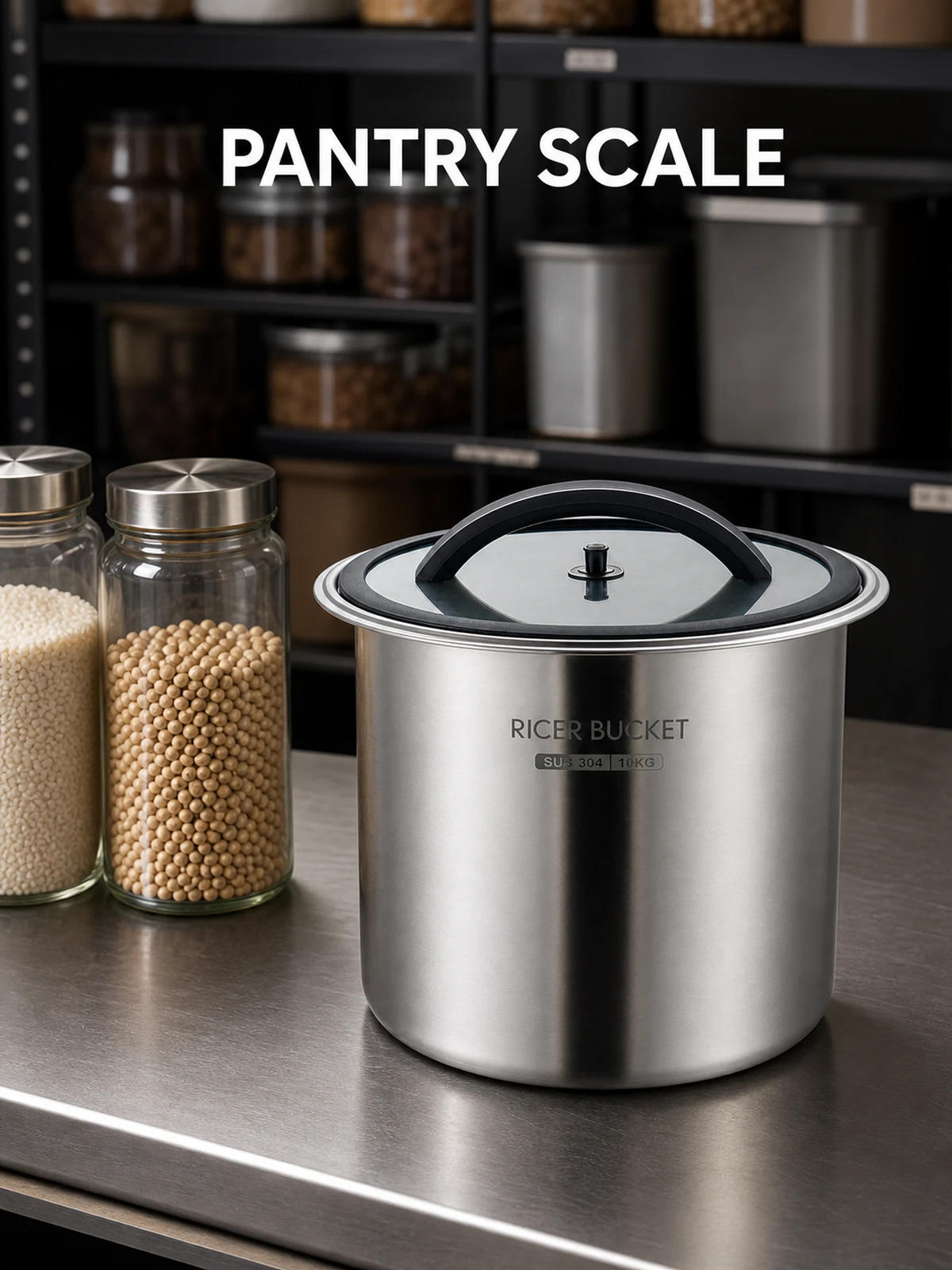 10 kg bucket at pantry scale
