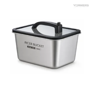 SUS 304 Rectangular Press-Valve Rice Storage Bucket — stainless steel product by Yorkers International