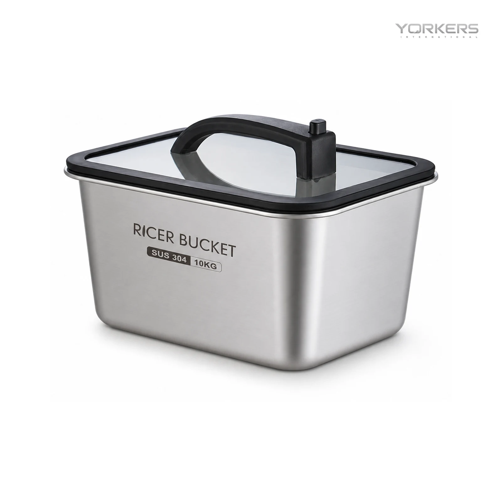SUS 304 Rectangular Press-Valve Rice Storage Bucket