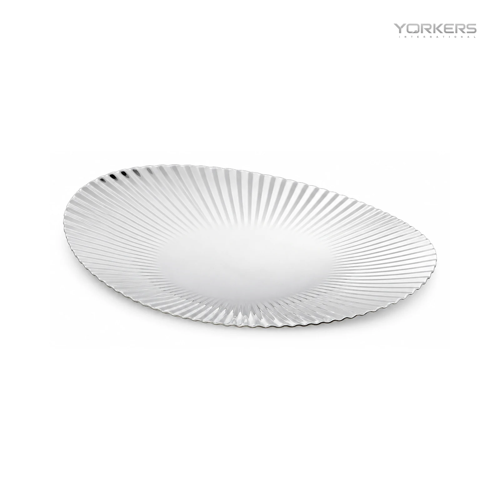 SUS304 Oval Ribbed Dessert Plate