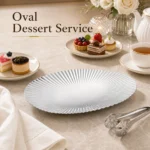 SUS304 Oval Ribbed Dessert Plate view 2