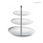 SUS304 Oval Ribbed Three-Tier Dessert Plate view 1