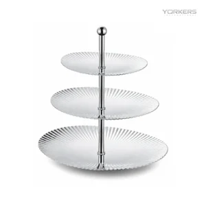SUS304 Oval Ribbed Three-Tier Dessert Plate