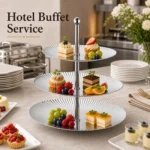 SUS304 Oval Ribbed Three-Tier Dessert Plate view 3