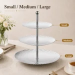 SUS304 Oval Ribbed Three-Tier Dessert Plate view 4
