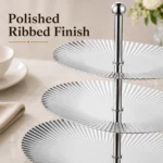 SUS304 Oval Ribbed Three-Tier Dessert Plate view 6
