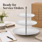 SUS304 Oval Ribbed Three-Tier Dessert Plate view 7