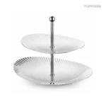 SUS304 Oval Ribbed Two-Tier Dessert Plate view 1